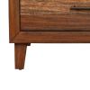 Paul 35 Inch Small Dresser Chest, 3 Drawers, Metal Bar Handles, Warm Brown