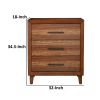 Paul 35 Inch Small Dresser Chest, 3 Drawers, Metal Bar Handles, Warm Brown