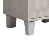Rue 26 Inch 2 Drawer Nightstand, Textured Honeycomb Design, Light Gray