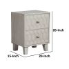 Rue 26 Inch 2 Drawer Nightstand, Textured Honeycomb Design, Light Gray