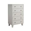 Rue 48 Inch 5 Drawer Dresser Chest, Textured Honeycomb Design, Light Gray