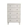 Rue 48 Inch 5 Drawer Dresser Chest, Textured Honeycomb Design, Light Gray