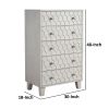 Rue 48 Inch 5 Drawer Dresser Chest, Textured Honeycomb Design, Light Gray