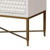 Rexi 26 Inch 2 Drawer Nightstand, Honeycomb, Mahogany Wood, White, Gold
