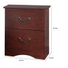 Bran 27 Inch 2 Drawer Nightstand, Pine Wood, Grain Details, Cherry Brown