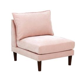 Rio 33 Inch Modular Armless Sofa Chair, Lumbar Cushion, Blush Pink