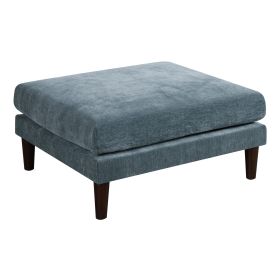 Rio 32 Inch Modular Ottoman, Box Cushion Seat, Wood Legs, Slate Blue Fabric