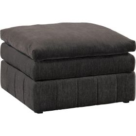 Luna 33 Inch Modular Ottoman, Three Layer Plush Cushioned Seat, Dark Gray