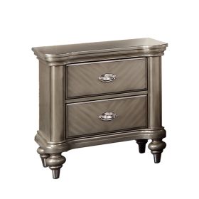 Ada 28 Inch Classic Rustic 2 Drawer Nightstand, Chevron Design, Brown