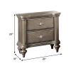 Ada 28 Inch Classic Rustic 2 Drawer Nightstand, Chevron Design, Brown