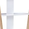 Hedy 34 Inch Modern Console Table, 3 Shelf, Slanted Legs, Two Toned, White