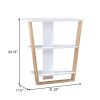 Hedy 34 Inch Modern Console Table, 3 Shelf, Slanted Legs, Two Toned, White