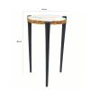 18 Inch Side Table, Agate Stone Top, Aluminum Tri Legs, Modern, White