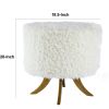 20 Inch Ottoman, Foam Filled, Shearling Fabric, Wood Frame, White, Brown