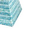 14 Inch Capiz Accent Table Stool, Blue Mosaic Geometric Hourglass Shape