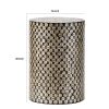 20 Inch Stool Table, Round Wood Design, Modern, Capiz Inlay, Black, White