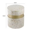 16 Inch Stool Table, Wood, Capiz Shell Leaf Inlay, Modern, Gold Band, Ivory