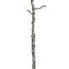 71 Inch Modern Aluminum Coat Stand, Branch Accent, Perched Bird, Silver