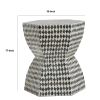 17 Inch Modern Hexagonal Table Stool, Capiz Inlaid Platform, White, Black