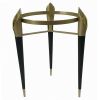 22 Inch Planter on Stand, Lily Design, Modern, Iron Legs, Brass, Black