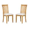 21 Inch Fabric Dining Side Chair, Slatted Back, Set of 2, Gray, Brown