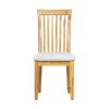 21 Inch Fabric Dining Side Chair, Slatted Back, Set of 2, Gray, Brown
