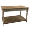 47 Inch Wood Console Table, 1 Open Shelf, Embossed Details, Weathered Brown