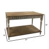 47 Inch Wood Console Table, 1 Open Shelf, Embossed Details, Weathered Brown