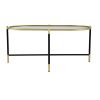 43 Inch Elongated Mirror Top Coffee Table, Iron Frame, Gold Finish, Black