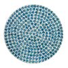 Ivy 20 Inch Luxury Accent Table Stool, Mosaic Tile Pattern, White, Blue