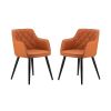 Erin 24 Inch Curved Dining Chair, Orange Fabric, Diamond Pattern Tufting