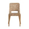 21 Inch Dining Side Chair, Woven Rattan Backrest, Wood Frame, Natural Brown
