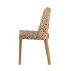 21 Inch Dining Side Chair, Woven Rattan Backrest, Wood Frame, Natural Brown
