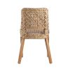 21 Inch Dining Side Chair, Woven Rattan Backrest, Wood Frame, Natural Brown