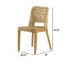 21 Inch Dining Side Chair, Woven Rattan Backrest, Wood Frame, Natural Brown