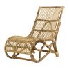 35 Inch Retro Style Rattan Lounge Chair, Slatted Support, Natural Brown