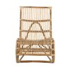35 Inch Retro Style Rattan Lounge Chair, Slatted Support, Natural Brown
