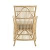 23 Inch Rattan Dining Armchair, White Fabric Padded Seat, Natural Brown