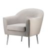 30 Inch Modern Accent Sofa chair, Curved, Ivory Fabric Upholstery