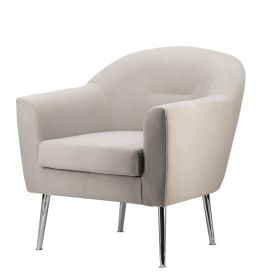 30 Inch Modern Accent Sofa chair, Curved, Ivory Fabric Upholstery
