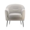 30 Inch Modern Accent Sofa chair, Curved, Ivory Fabric Upholstery