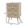 Cae 28 Inch Dresser Chest, 3 Drawers, Pine Wood, Rattan Panels, Brown