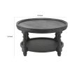 Jake 30 Inch Coffee Table, Fir Wood, Lower Tier Woven Wicker Shelf, Black