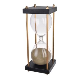 Doug Inch 60 Minute Sand Hourglass with Modern Frame Included, Black, Brown