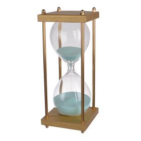 Doug Inch 30 Minute Sand Hourglass with Modern Stand Included, Gold, Blue
