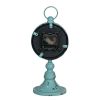 13 Inch Decorative Table Clock, Iron, Vintage Inspired Design, Aqua Blue
