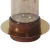 11 Inch Glass Hurricane Candle Holder, Acacia Wood, Small, Gold FInish