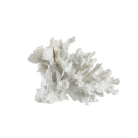 Lily 10 Inch Faux Coral Accent Sculpture, Polyresin Decorative Piece, White