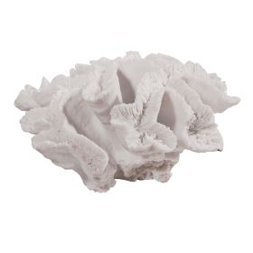 Lily 9 Inch Faux Coral Table Figurine, Polyresin Textured Sculpture, White