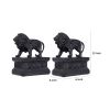 Ari Set of 2 Classic Bookends, Lion Statuette Figurines, Glossy Black Resin